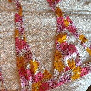 Retro Floral Print Halter Crop Top